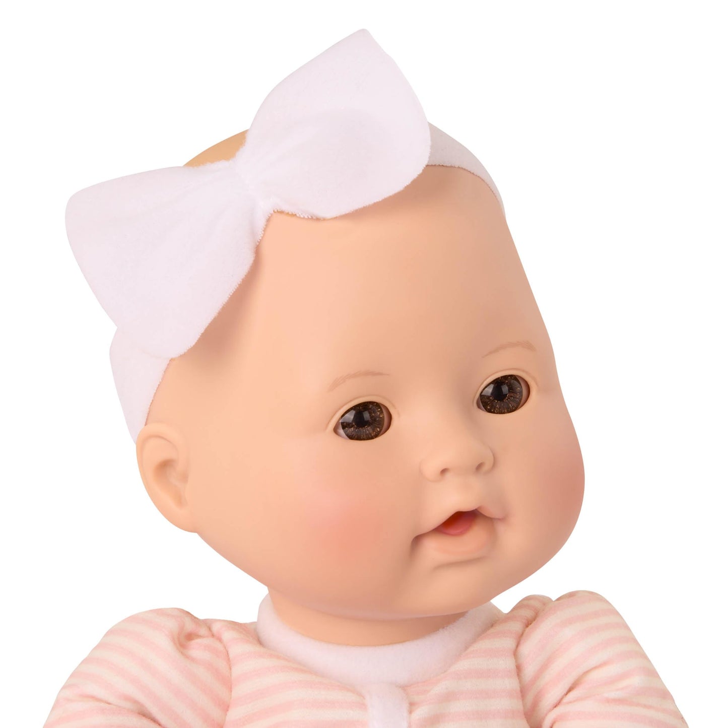Păpușa Baby Sweetheart cu haine, suzetă și accesorii pentru baie – Păpușă moale și carte ilustrată în limba engleză – Jucărie pentru copii de la 2 ani