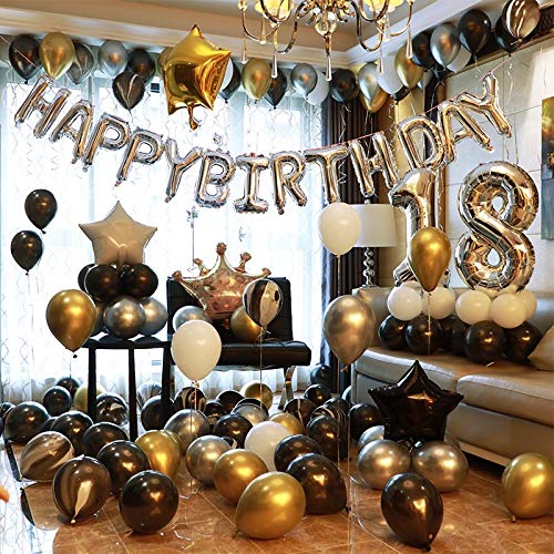 Balonii cu numere Ponmoo 25/52 Argintii, Răsuciti 0-100, Folienballons pentru Nuntă, Aniversare, Petrecere de Naștere