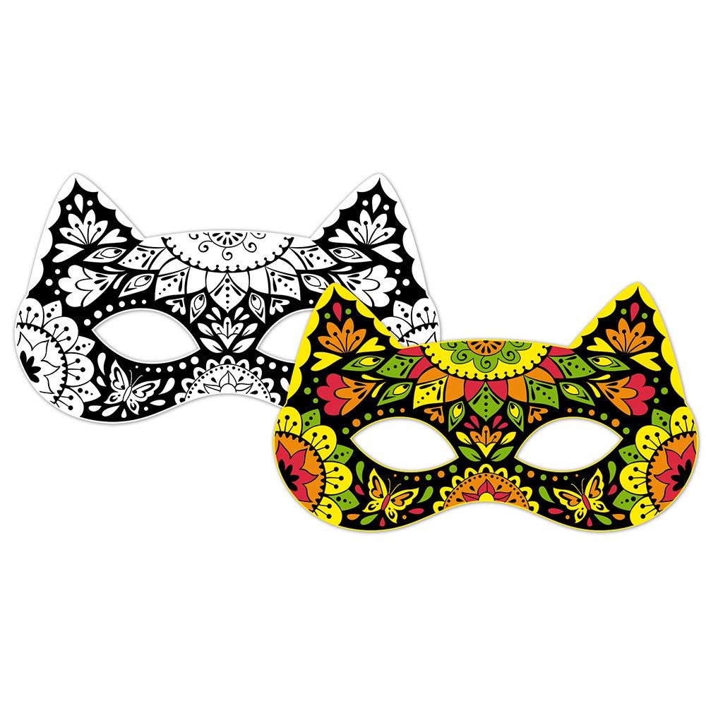 Janod - Set cu măști și markere neon - Les Ateliers du Calme - Set pentru activități creative pentru copii - Dezvoltarea abilităților motorii fine și a creativității - De la 7 ani, J07944
