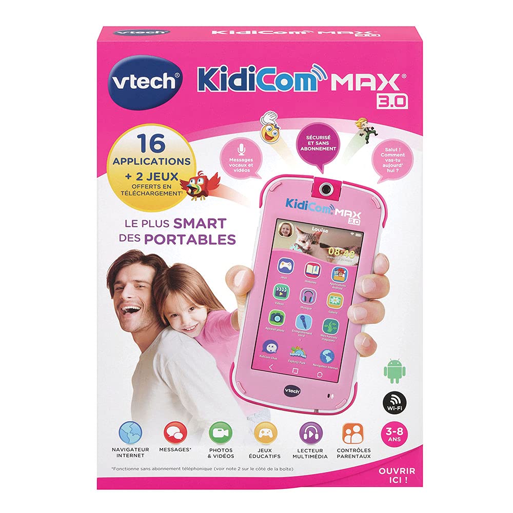 VTech 546555 KidiCom - Telefon interactiv pentru Copii, Roz