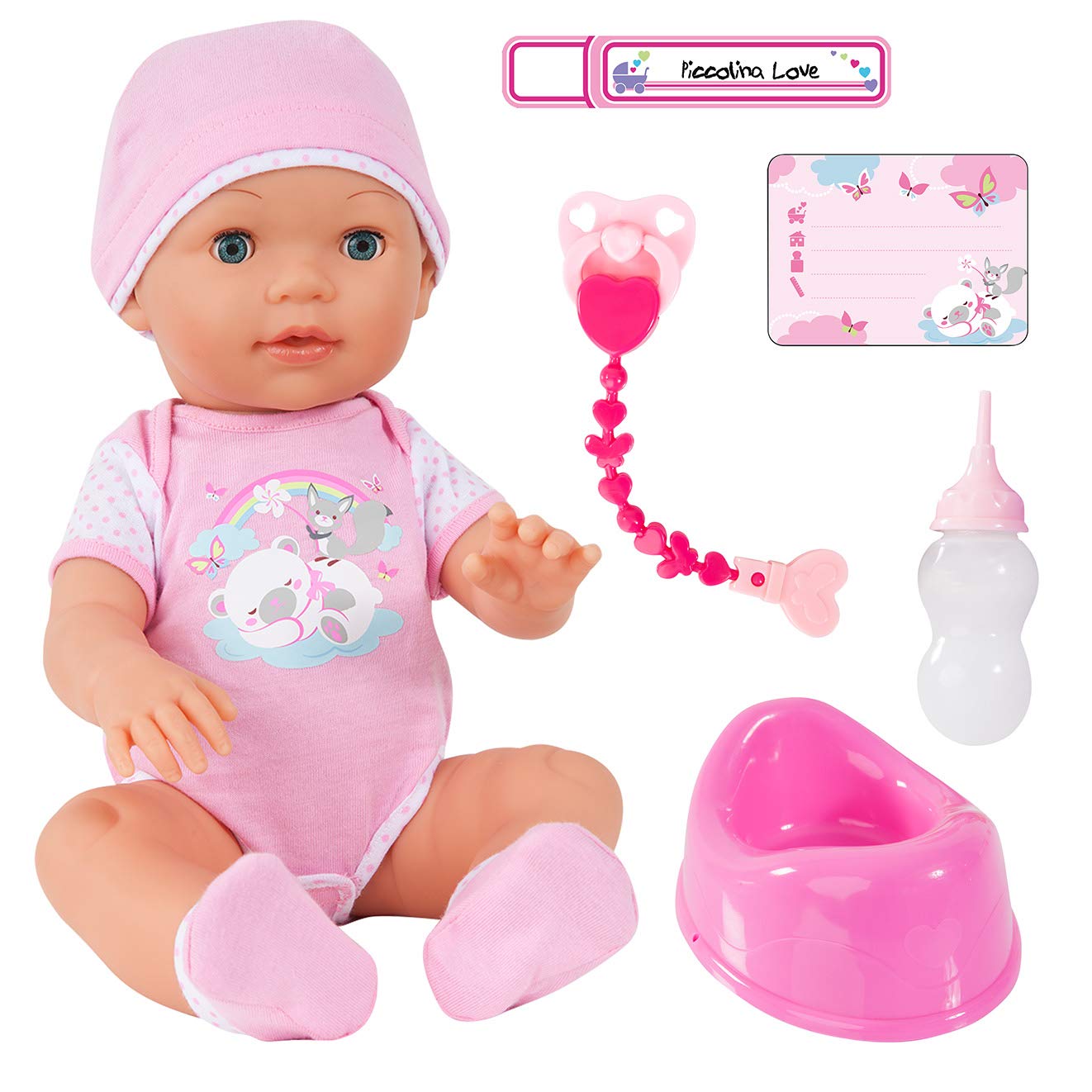 Bayer Design - 94209AA Păpușa Funcțională „Piccolina Love“ – Păpușă pentru Bebeluși cu Mult Accesorii și Funcții