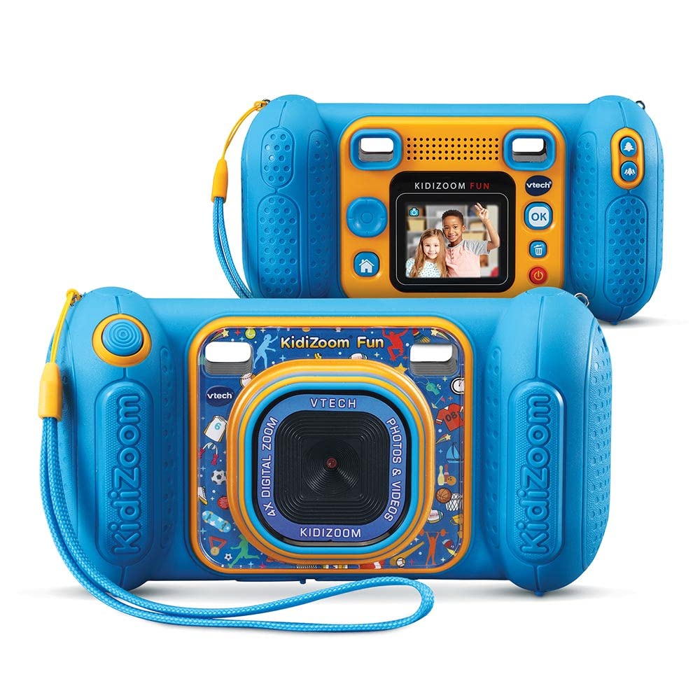 VTech Kidizoom Fun Albastru, Cameră Digitală pentru Copii cu Ecran, Videoclipuri, Efecte Speciale, Siguranță pentru Copii – 3-10 Ani – Versiunea FR
