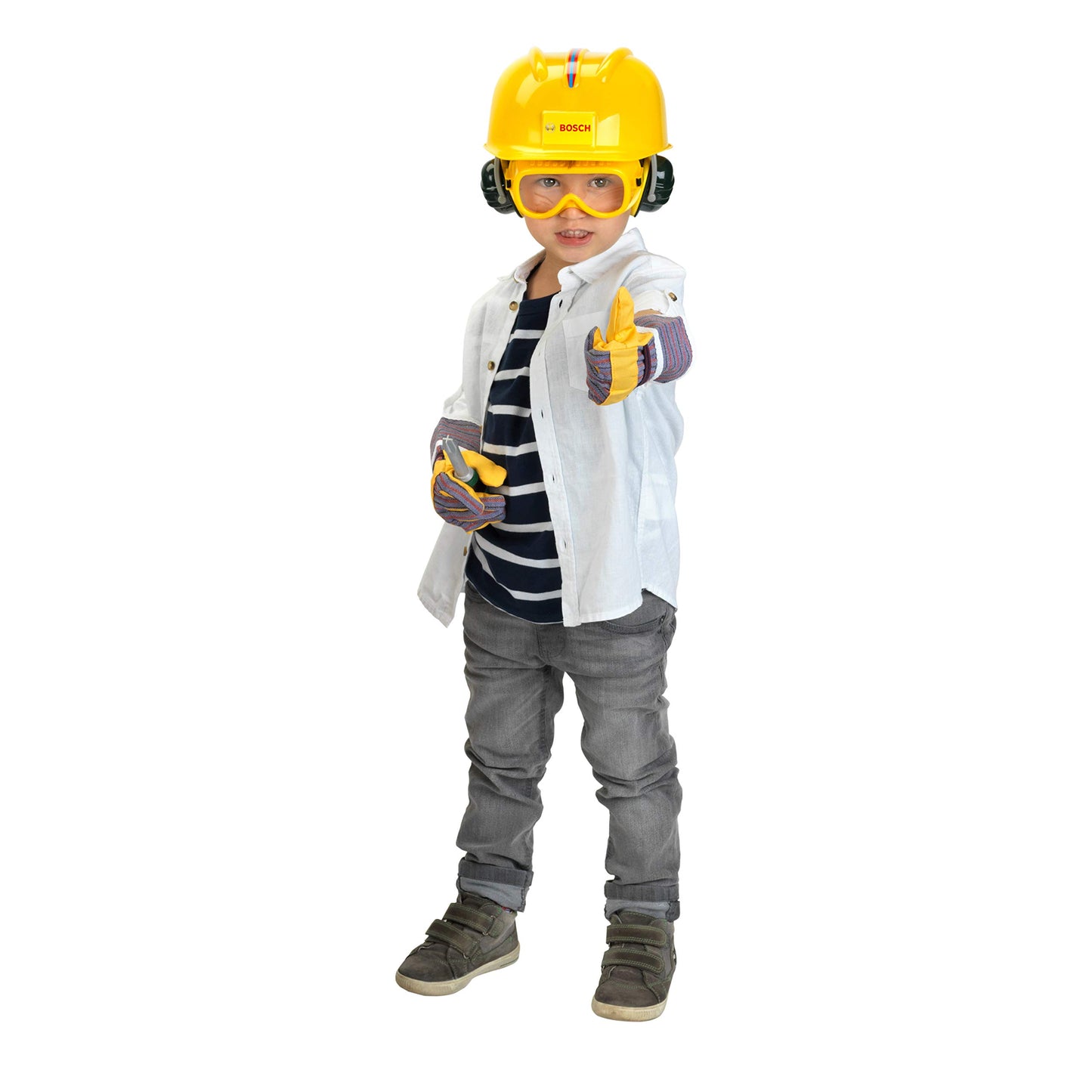 Theo Klein 8532 Bosch Ferăstrău cu Accesorii | Ferăstrău cu Funcție de Sunet și Lumină | Inclus Accesorii de Protecție | Jucărie pentru Copii de la 3 Ani