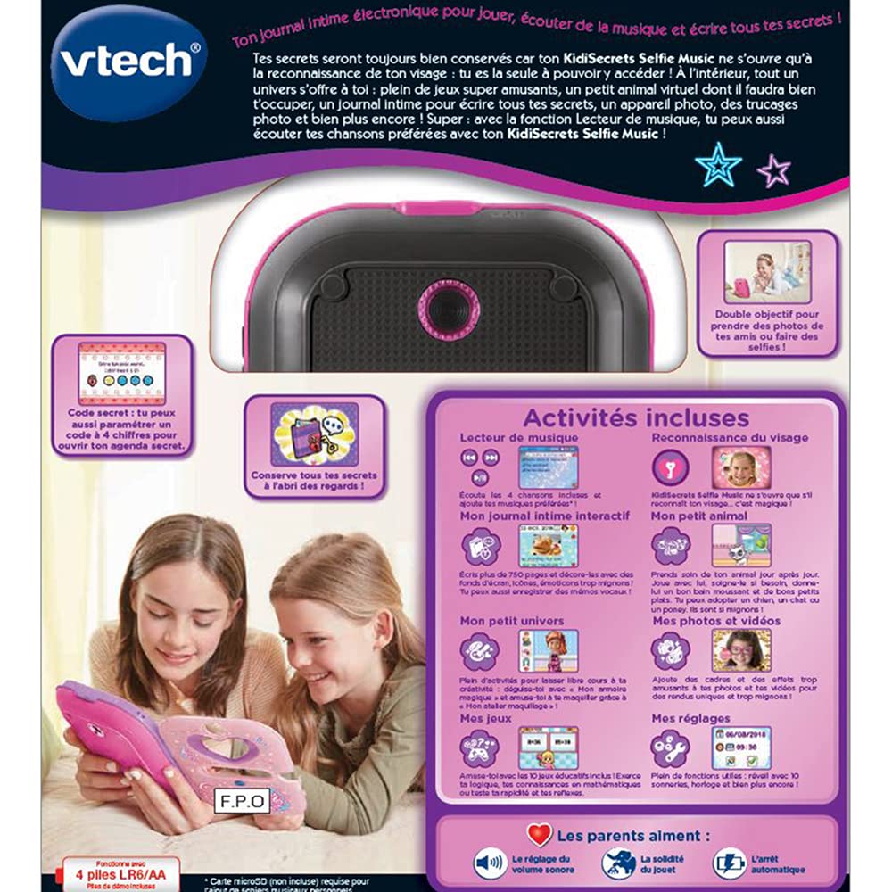Jurnal electronic VTech 163675 KidiSecrets Selfie Music negru, unic