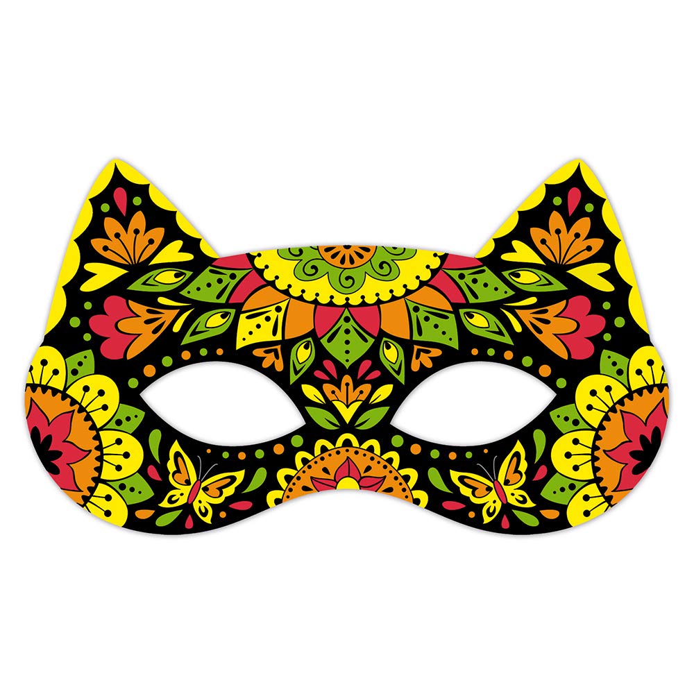 Janod - Set cu măști și markere neon - Les Ateliers du Calme - Set pentru activități creative pentru copii - Dezvoltarea abilităților motorii fine și a creativității - De la 7 ani, J07944