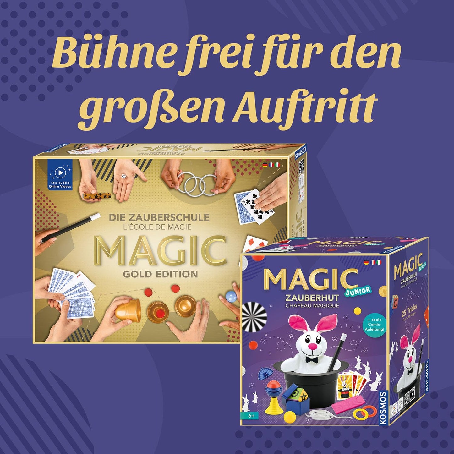 Kosmos 694302 Magic Zauberhut - Învață trucuri de magie și iluzii, set de magie cu baghetă și multe alte accesorii, pentru copii de la 6 ani.