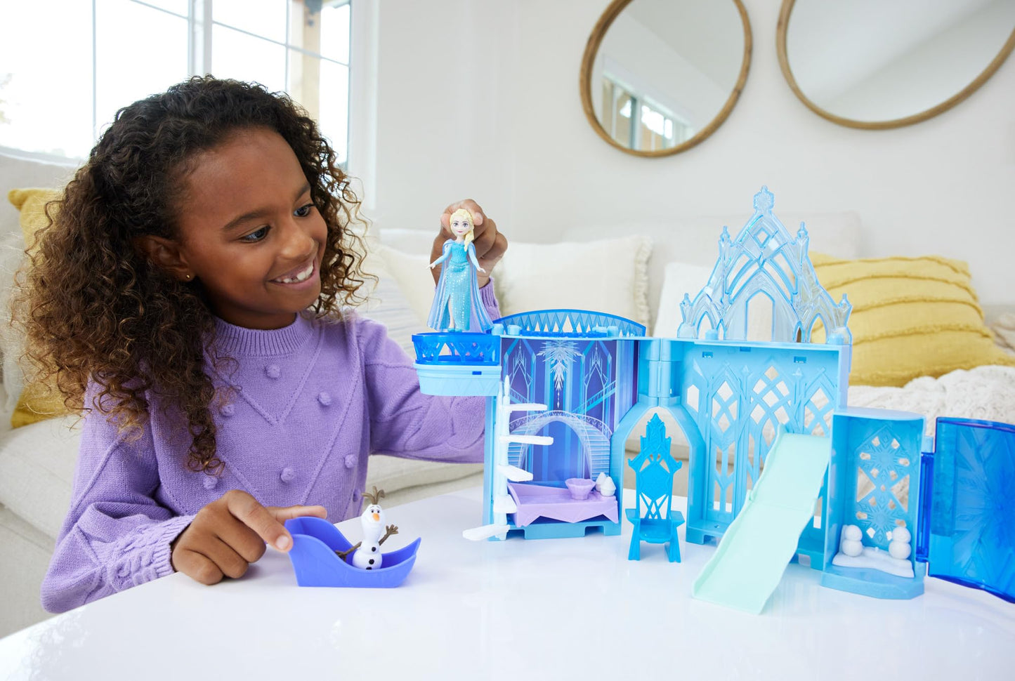 Mattel JDP63 Castelul Elsa Disney Frozen, casă păpuși