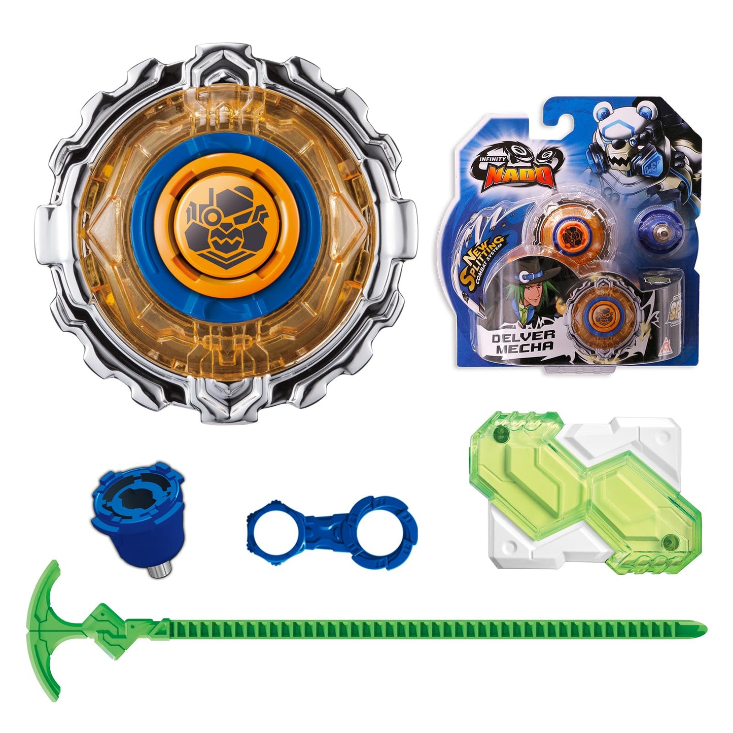 Spiner INFINITY NADO pentru copii, jucărie din metal, Battle Tops cu launcher, spinning tops pentru băieți de 5-12 ani, serie standard Delver Mecha