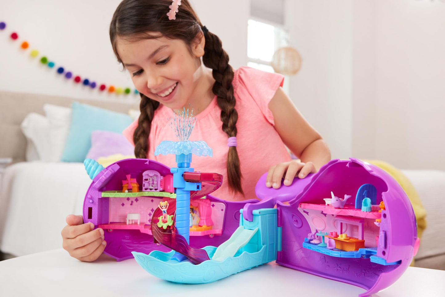 Polly Pocket Sparkle Cove Barcă Narval HKV71, 4+ ani