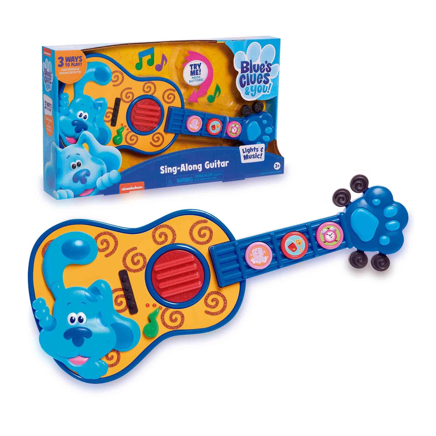 Famosa - Chitara Blue und Du, jucărie muzicală cu 3 moduri, include melodia din serie, sunet de chitară și joc distractiv, recomandată de la 3 ani (BLU12000), colorată