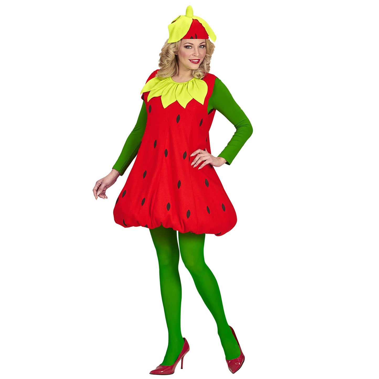 WIDMANN MILANO Costume de petrecere - Costum căpșună, rochie, accesorii pentru cap, costum de partener, fructe, petrecere tematică, carnaval