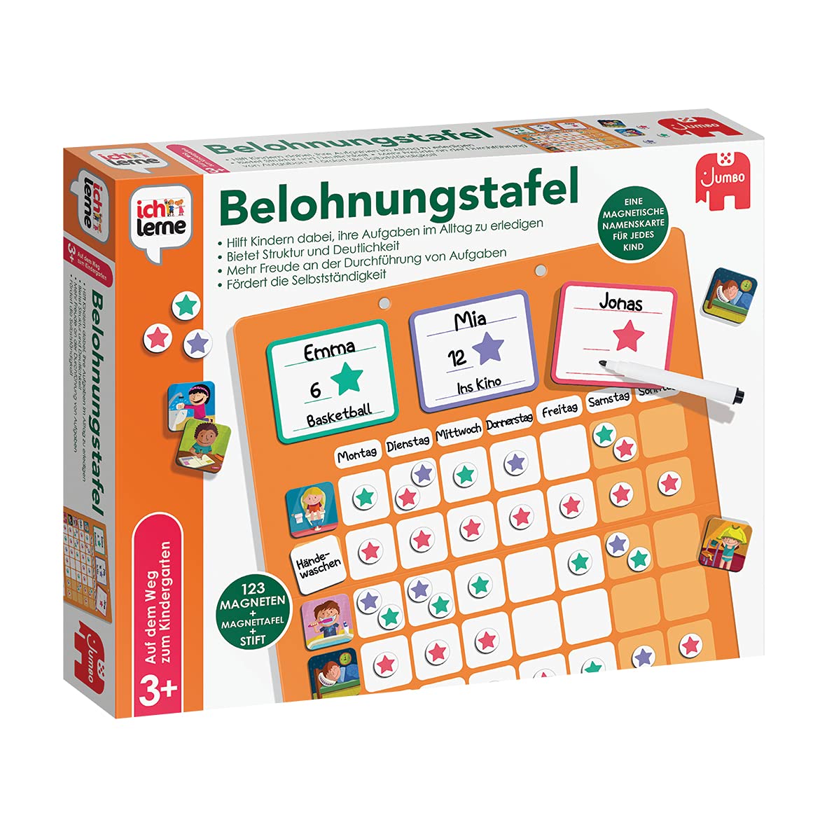 Jumbo Tablă de recompense pentru învățare, pentru până la 3 copii. Recomandat de la 3 ani.