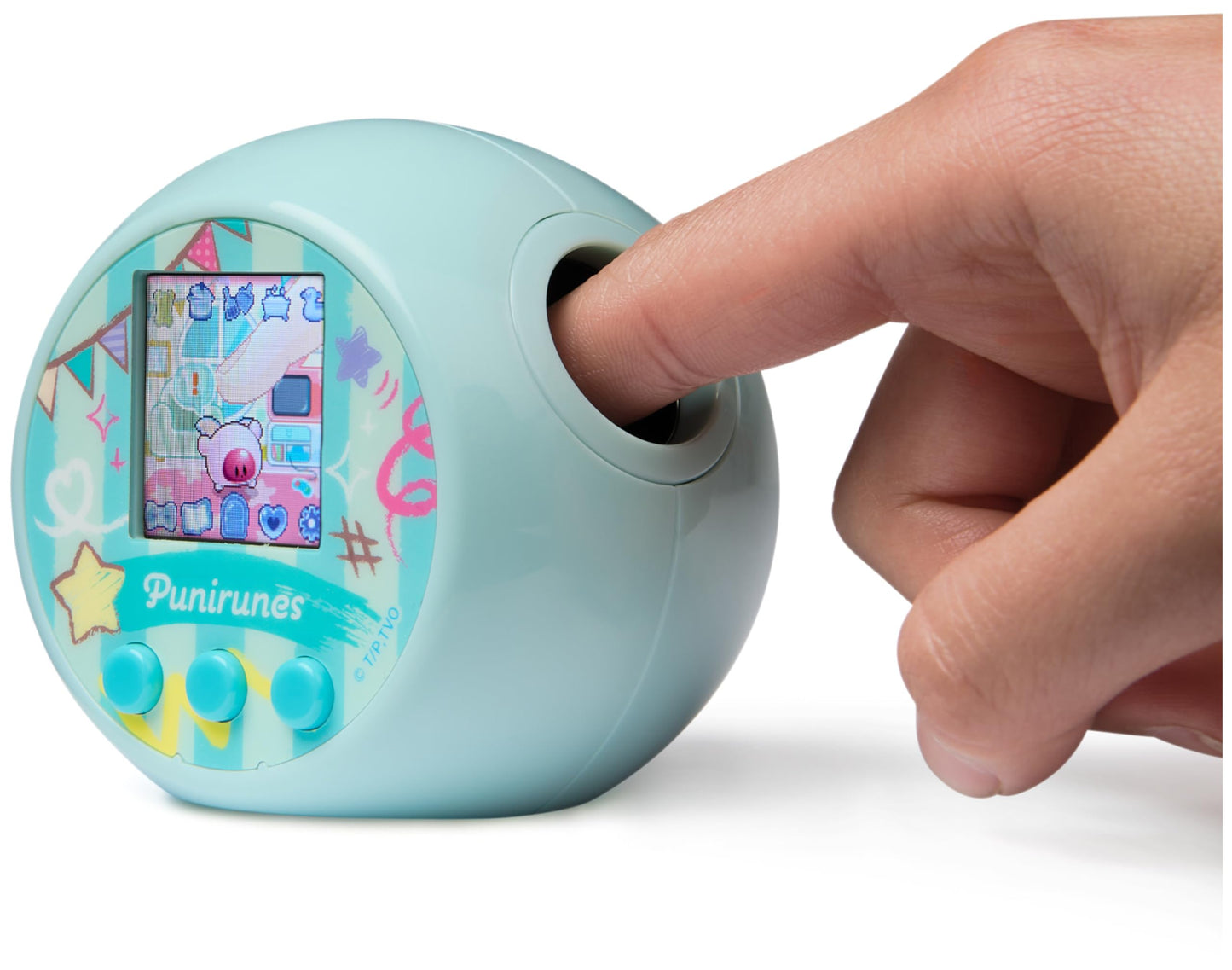 Punirunes - Jucărie digitală interactivă cu display LED și 55 de caractere care reacționează la mișcarea degetului în interiorul cutiei, recomandată de la 5 ani.