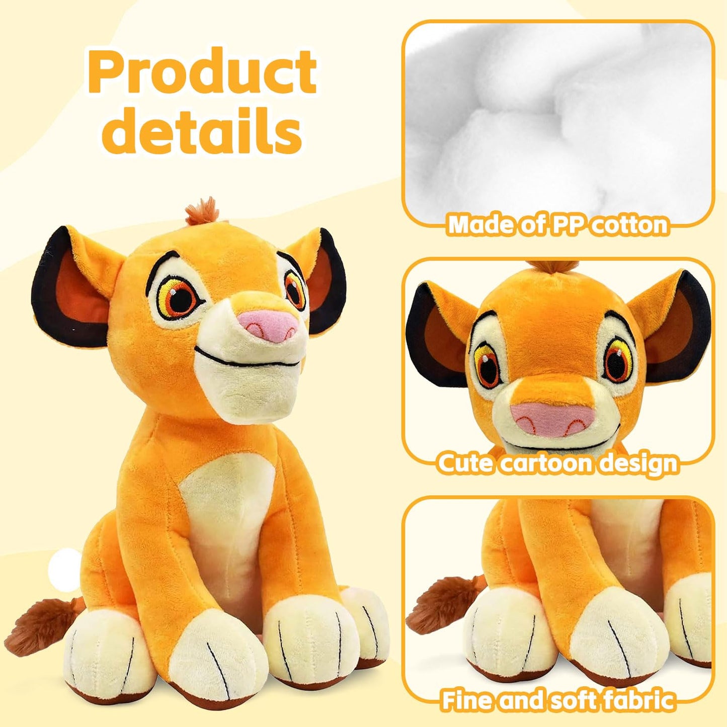 YISKY Regele leu jucarie de pluș, Jucărie Leu pentru Copii, Păpușă Pluș Leu, Figurine Anime Leu Regal, Păpușă din Material Textil pentru Băieți și Fete