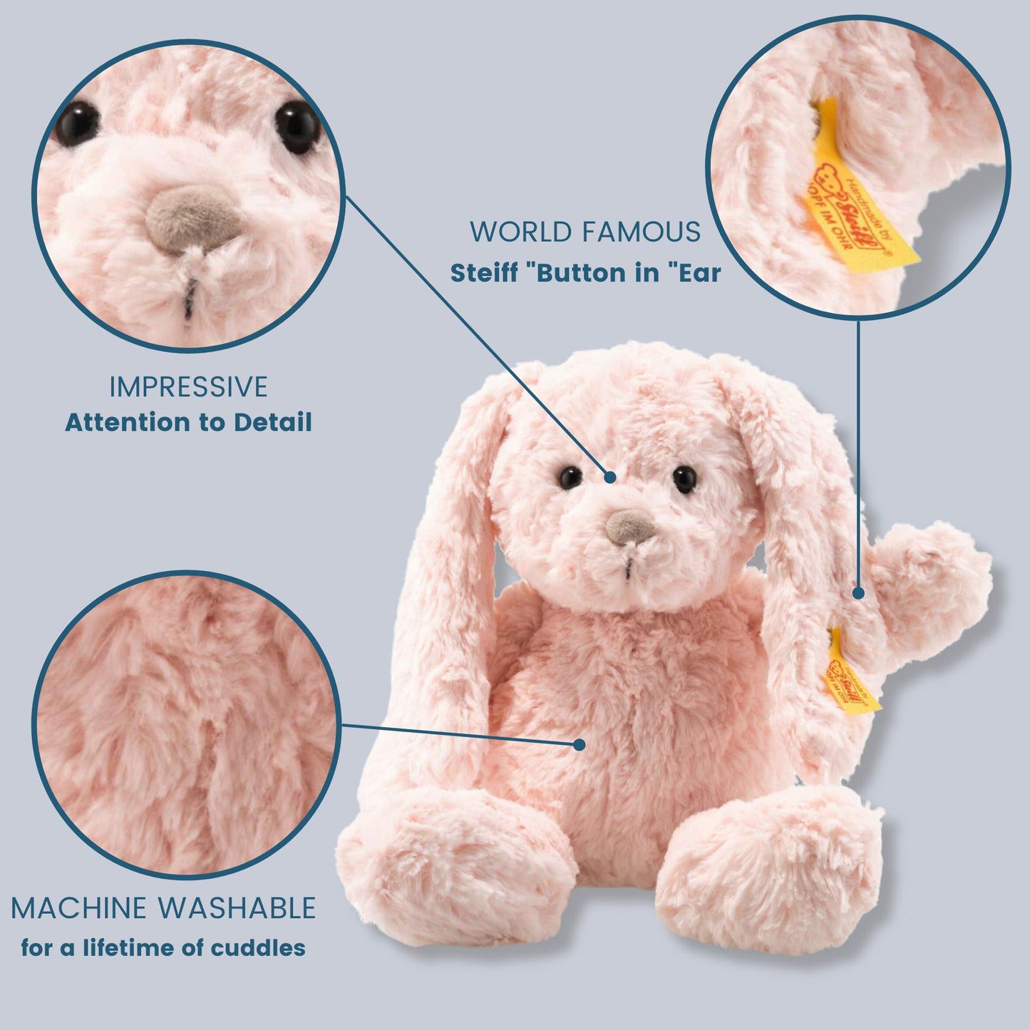 Steiff Tilda Hase - 30 cm - Iepuraș din pluș cu urechi lunguiețe - Jucărie moale pentru copii - Soft Cuddly Friends - Mobil și spălabil - roz (080623)