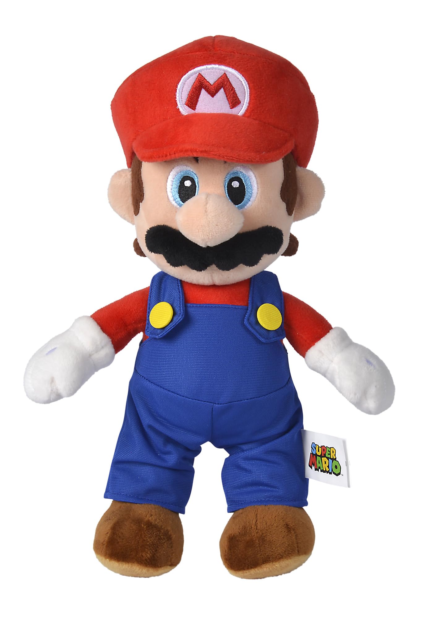 Super Mario Pluș - Figurina 30cm, moale, Nintendo, personaj din jocul celebru, potrivită încă din primele luni de viață, Albastră