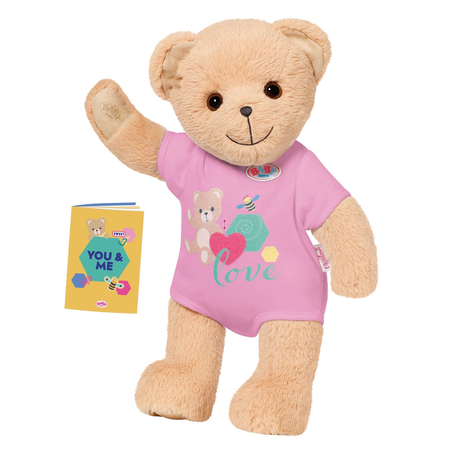 BABY born Ursuleț, Jucărie de pluș cu salopetă roz și brațe și picioare mobile, 835586 Zapf Creation
