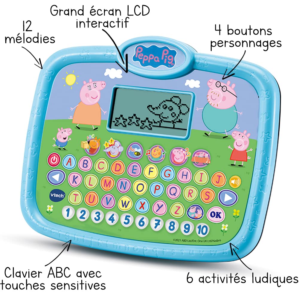 VTech - Peppa Pig - Super Tableta de Învățare, Tabletă pentru Copii - 2/5 Ani - Versiune Franceză