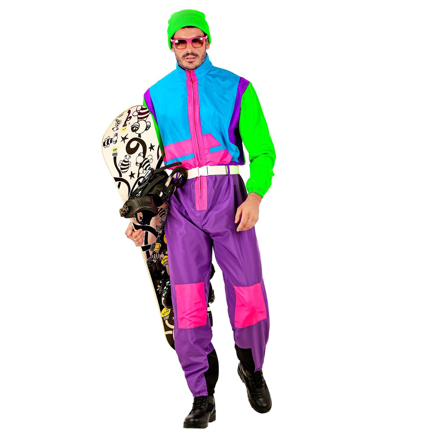W WIDMANN MILANO Costume de Petrecere - Kostüm Snowboarder, Overall Retro, 80s Outfit, Bad Taste, Costume de Carnaval