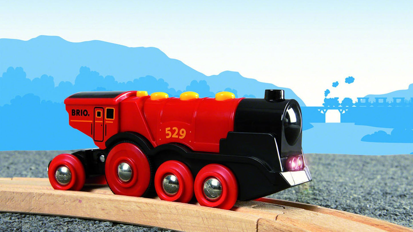 BRIO World 33592 Rote Lola locomotivă electrică - Locomotivă cu baterii cu lumină și sunet - Jucărie pentru copii recomandată de la 3 ani