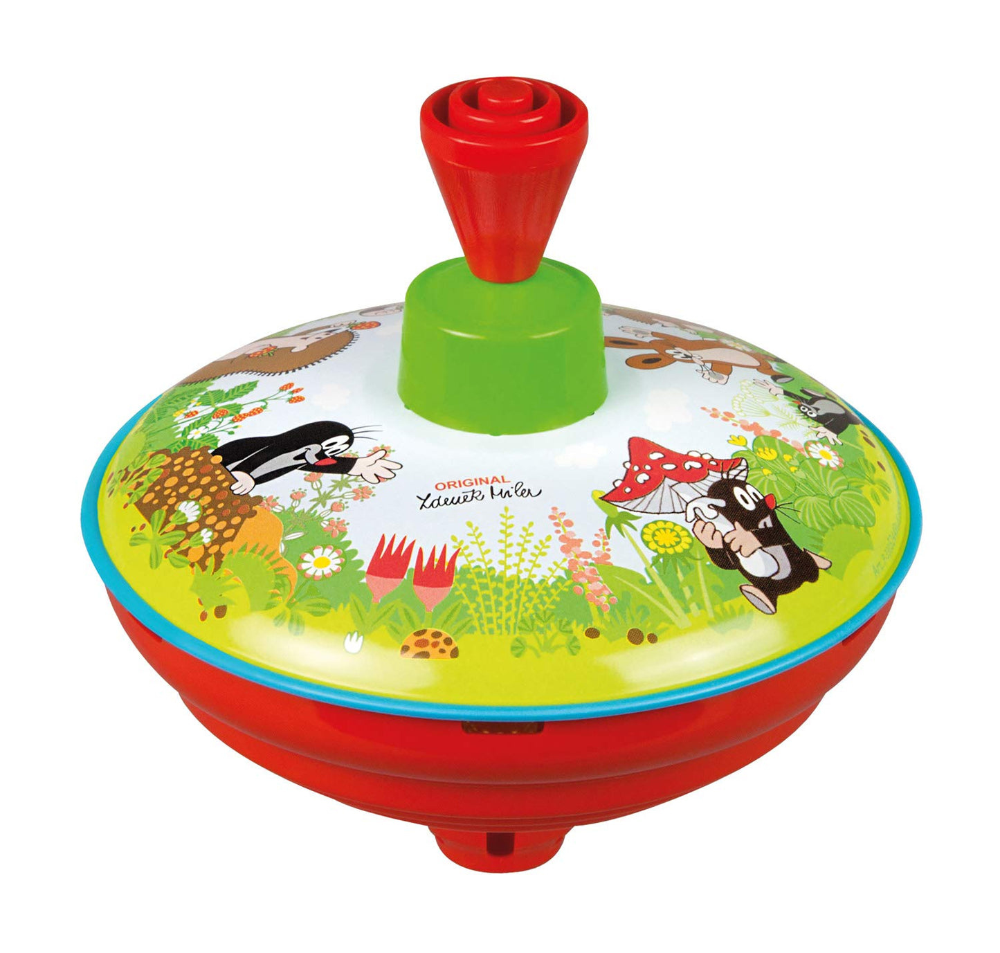 Lena tin Toys 52449 - Titirez Ø13 cm Maulwurf, Metal Kreisel, Pumpkreisel, Titirez cu vârf, Jucărie pentru copii de la 18 luni