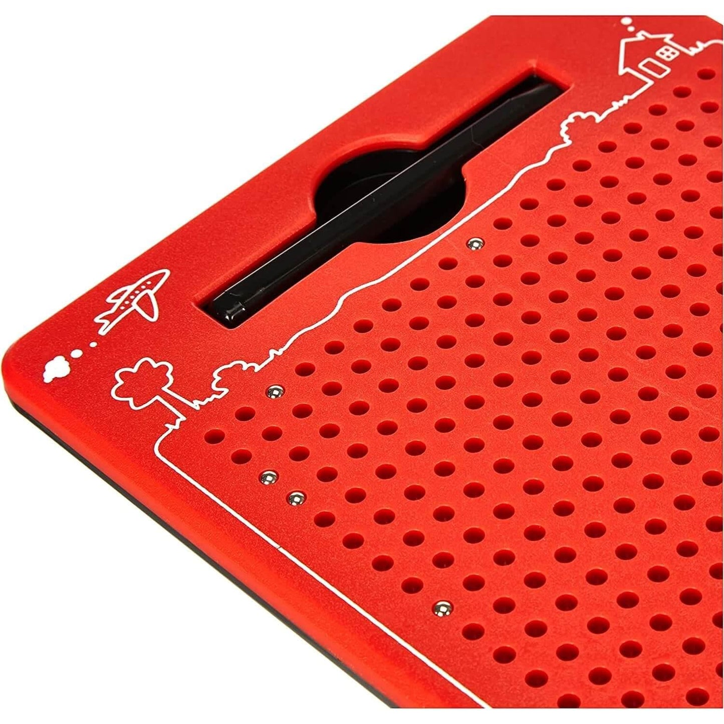 Beleduc 21091 - Jocul magic cu magneți, tablă magnetică de desen, portabilă, roșie, mică 175 x 215 x 12 mm, jocuri, pentru copii de la 3 ani