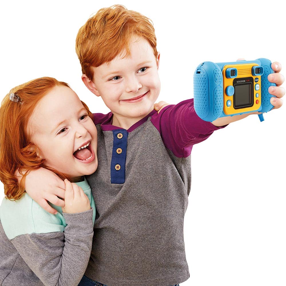 VTech Kidizoom Fun Albastru, Cameră Digitală pentru Copii cu Ecran, Videoclipuri, Efecte Speciale, Siguranță pentru Copii – 3-10 Ani – Versiunea FR
