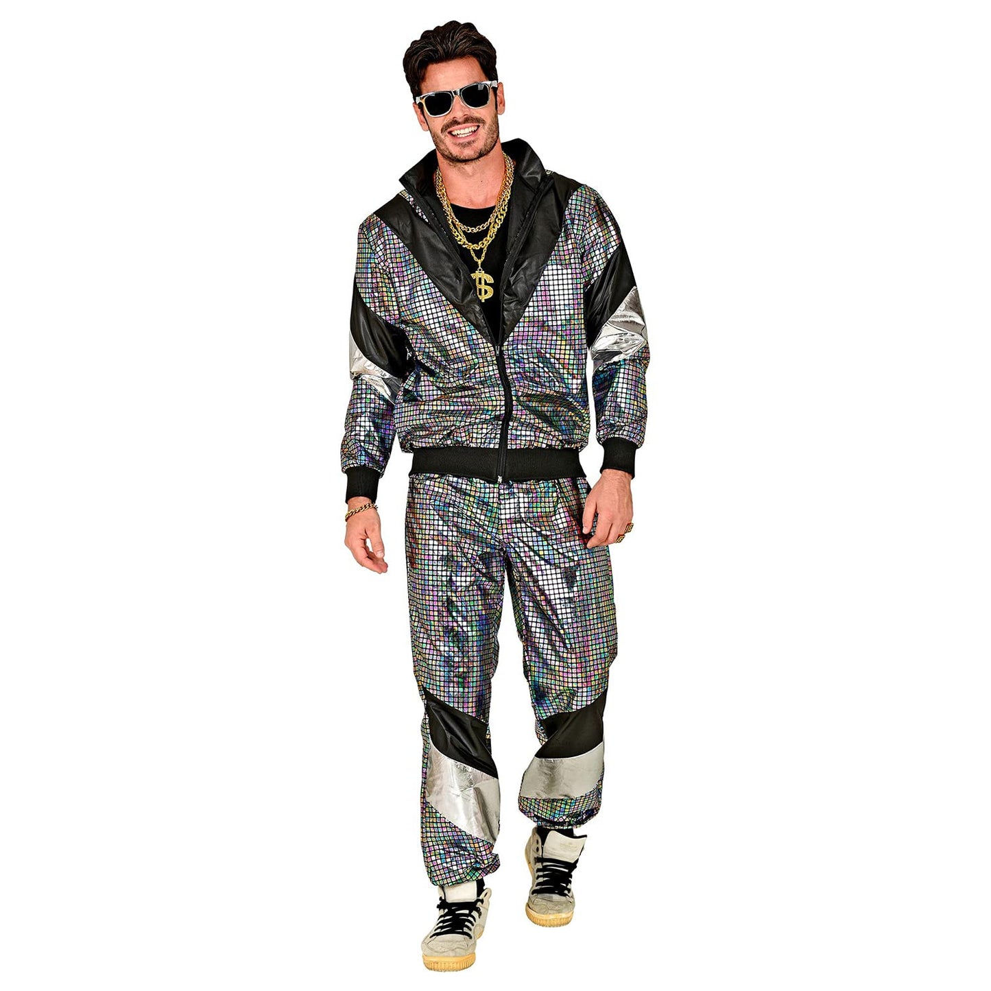 Widmann - Costum Trainingsanzug Disco, Outfit 80er, Jogginganzug, Bad Taste, Costum Carnaval, L (DE 52)