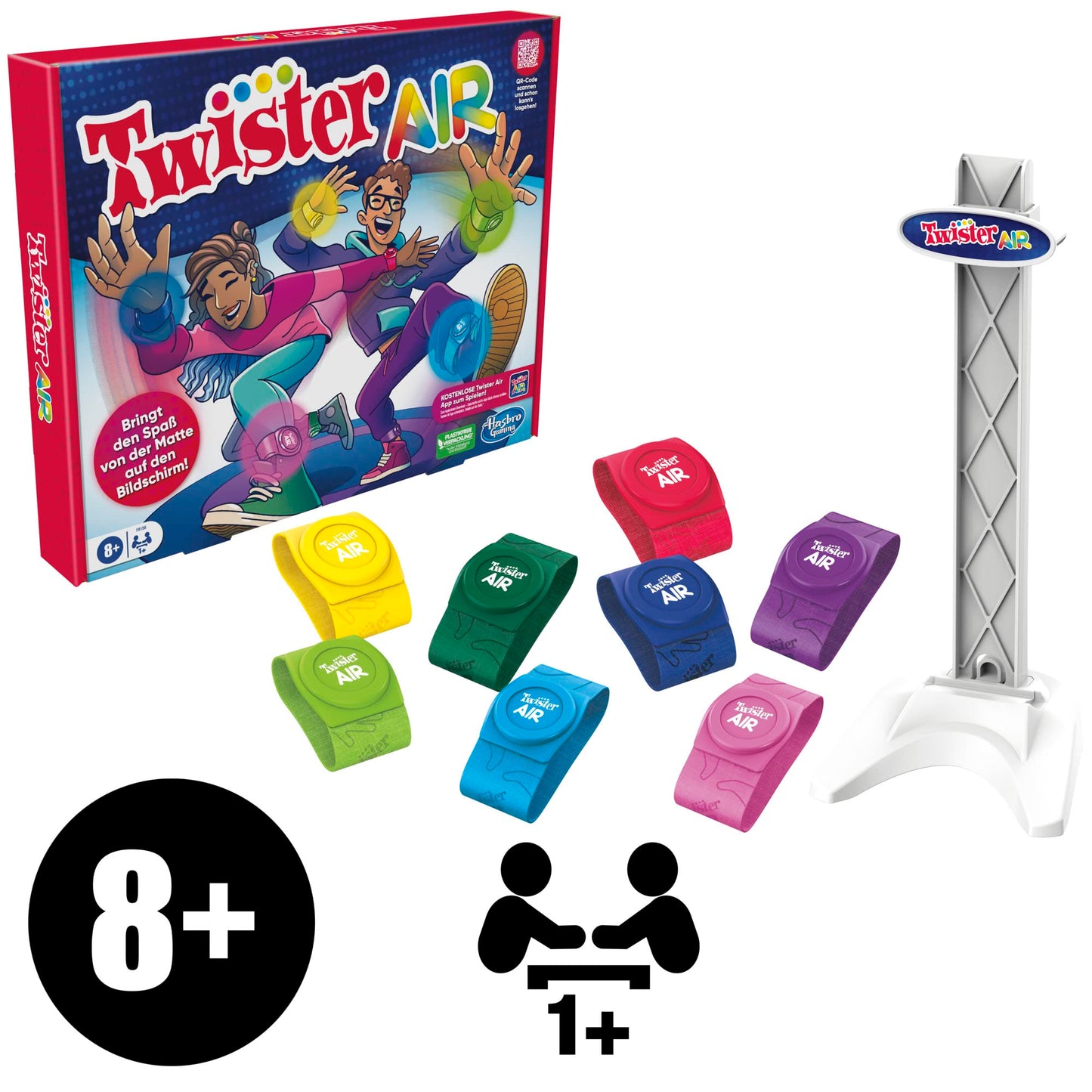 Hasbro Twister Air, joc AR Twister, conectare cu dispozitive smart, joc de mișcare, de la 8 ani, versiune în limba germană