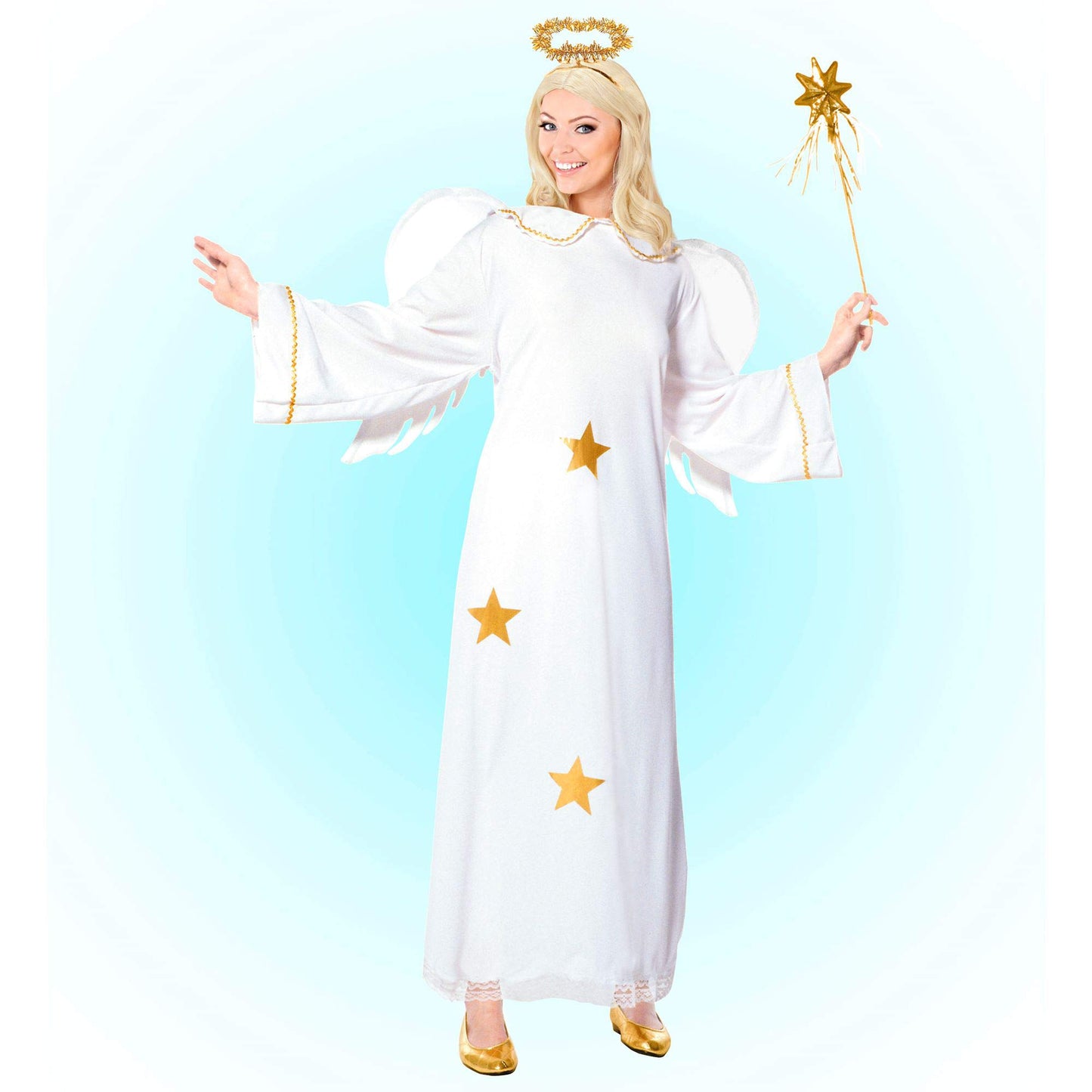 Costum de Înger WIDMANN MILANO - Rochie, Aripi, Aureolă, Crăciun, Piesă de Teatru, Carnaval