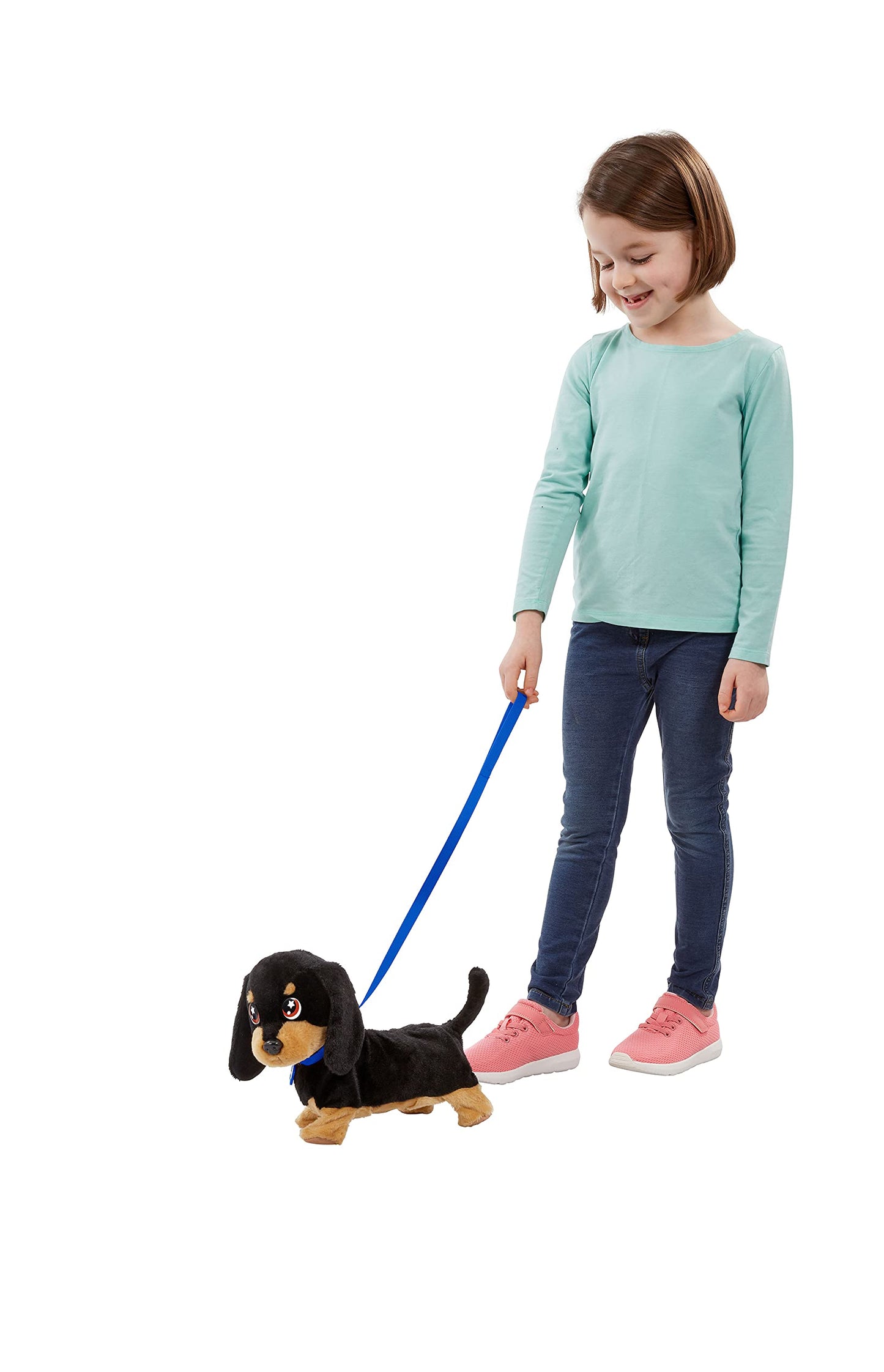 ANIMAGIC Waggles - Peluche Interactiv Câine Dachshund pentru Copii de la 2 Ani - Jucărie Electronică cu Sunet și Mișcare - Ladă și Mână Coada - Adorabil și Distractiv