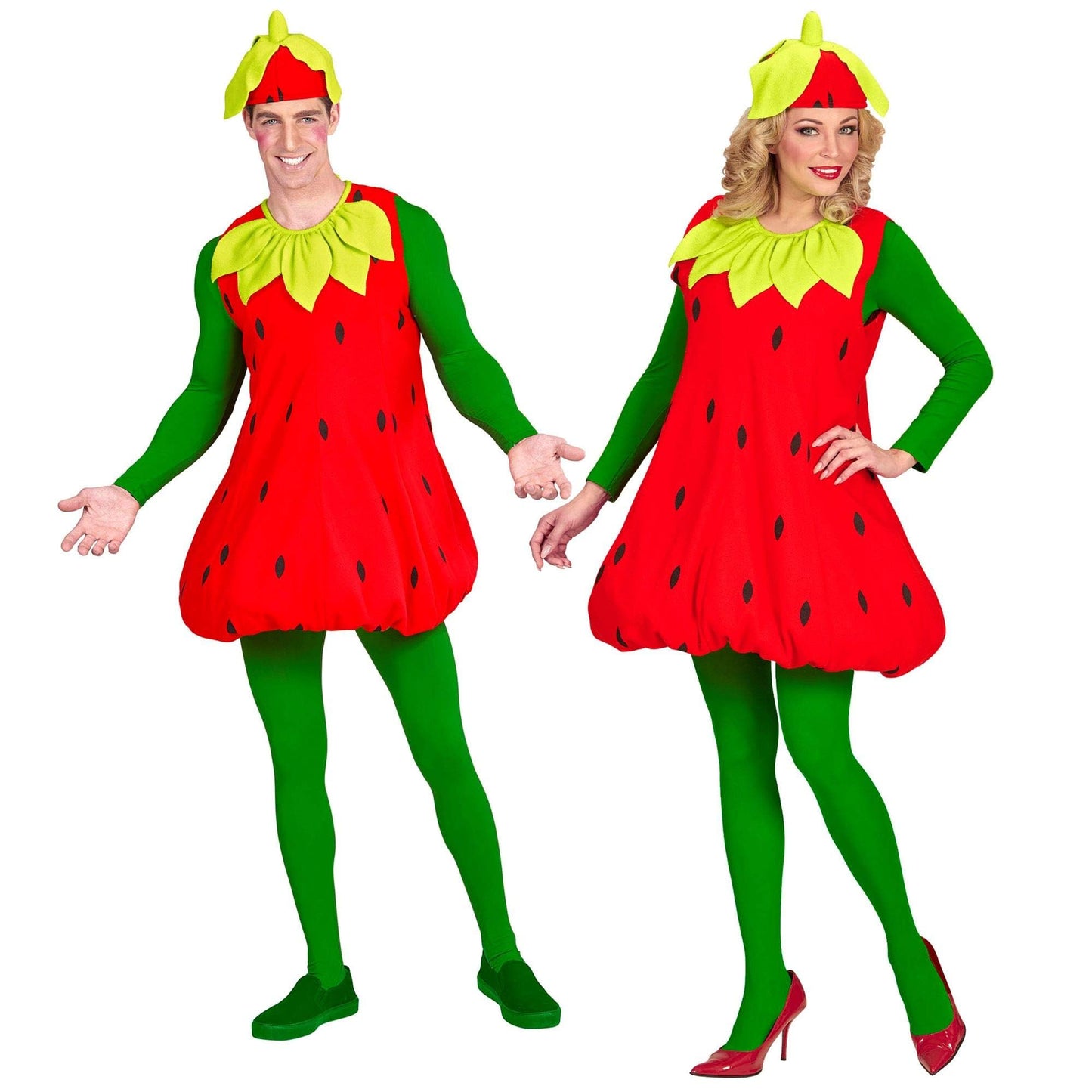 WIDMANN MILANO Costume de petrecere - Costum căpșună, rochie, accesorii pentru cap, costum de partener, fructe, petrecere tematică, carnaval