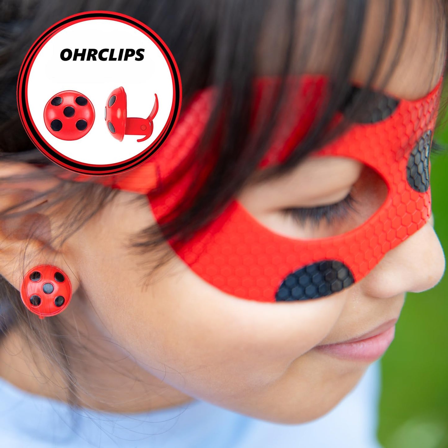 BANDAI - Miraculous Buburuza - Set de Transformare - Costum Ladybug - Cutie cu Masca JoJo, Cercei Tikki și Kwami - Costum și Accesorii Miraculous - Jucărie pentru Copii de la 4 Ani - P50601