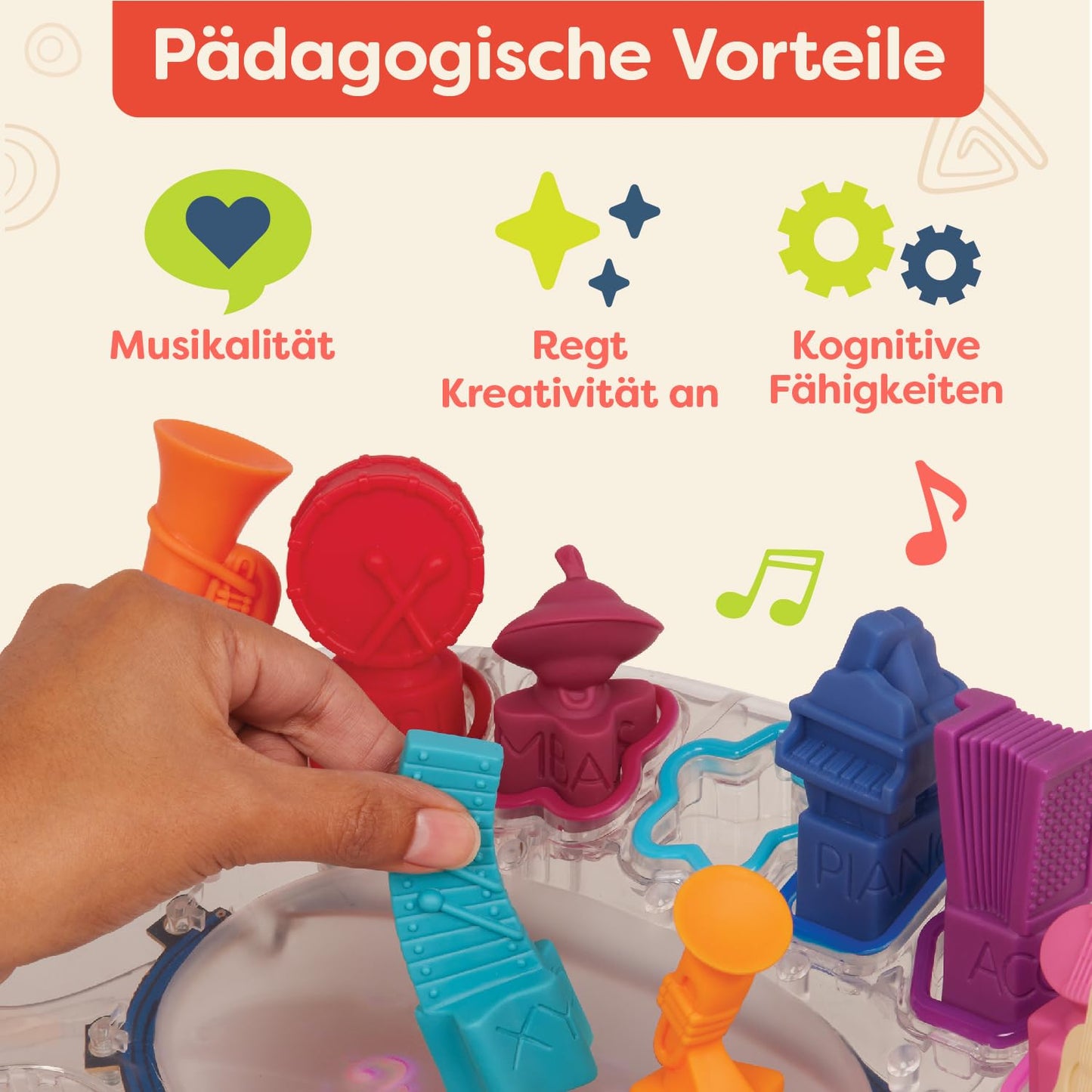 B. toys – B. Symphony Orchestră Muzicală pentru Copii – 13 Instrumente Muzicale pentru Muzică Clasică pentru Bebeluși și Copii – Jucărie Interactivă cu Orchestră, Lumini și 15 Melodii
