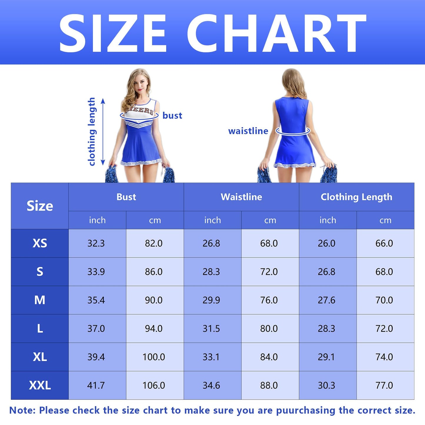 Costum de Cheerleader pentru Femei, Costum de Cheerleader cu Pomponi, Uniformă de Cheerleader, Costum de Halloween pentru Adulți pentru Cosplay pentru Fete (Albastru, XL)