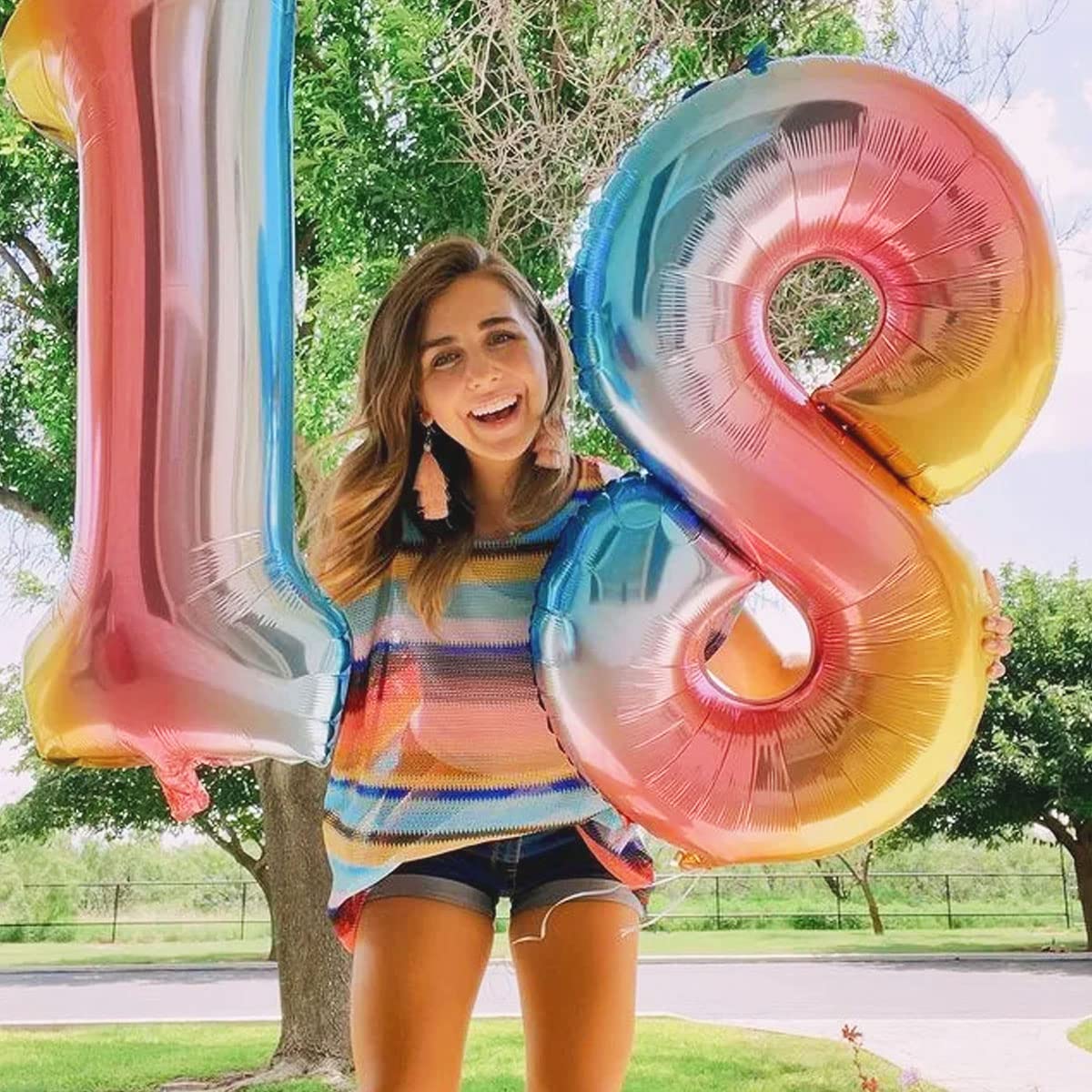 Jonami Folie Balon XXL cu Numărul 7 Pastel Multicolor 100 cm pentru Petrecere de Ziua de Naștere 7 Ani
