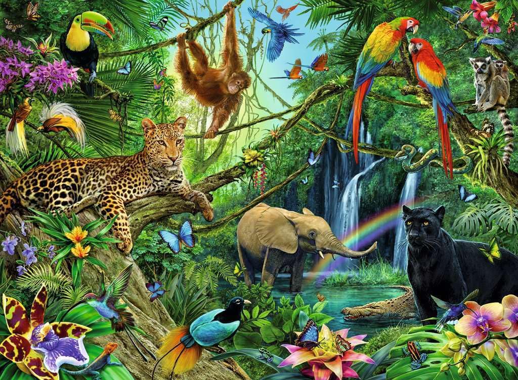 Ravensburger 12660 Puzzle Animale din Junglă, 200 piese XXL