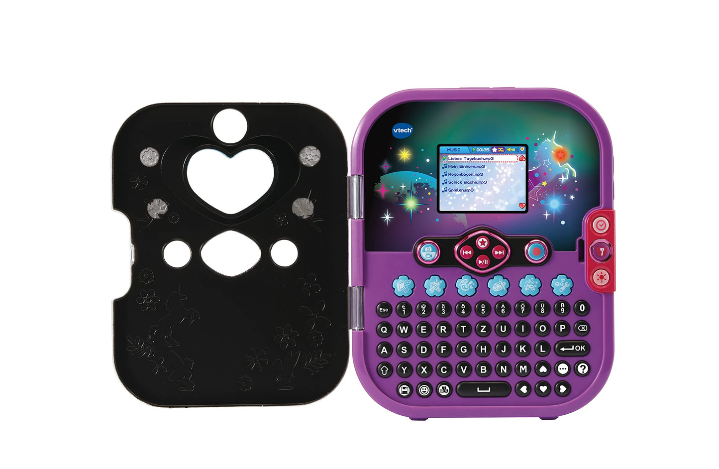 VTech Kidisecrets Selfie Music 2.0 negru – Jurnal pentru copii cu 2 camere, MP3 player, recunoaștere facială și efecte de lumină – Pentru copii de 6-12 ani