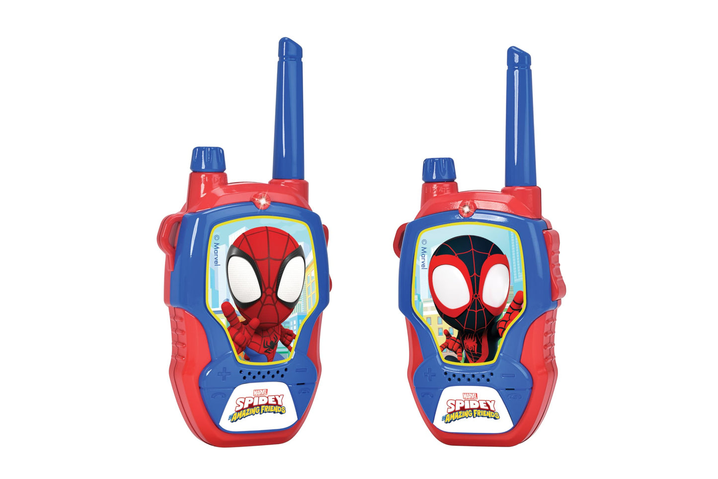 Walkie Talkie Jada Toys Marvel Spidey (2 buc) pentru copii de la 4 ani - Funkgeräte Marvel Spidey și Super-Friends, până la 100 m distanță, cu reducerea zgomotului.