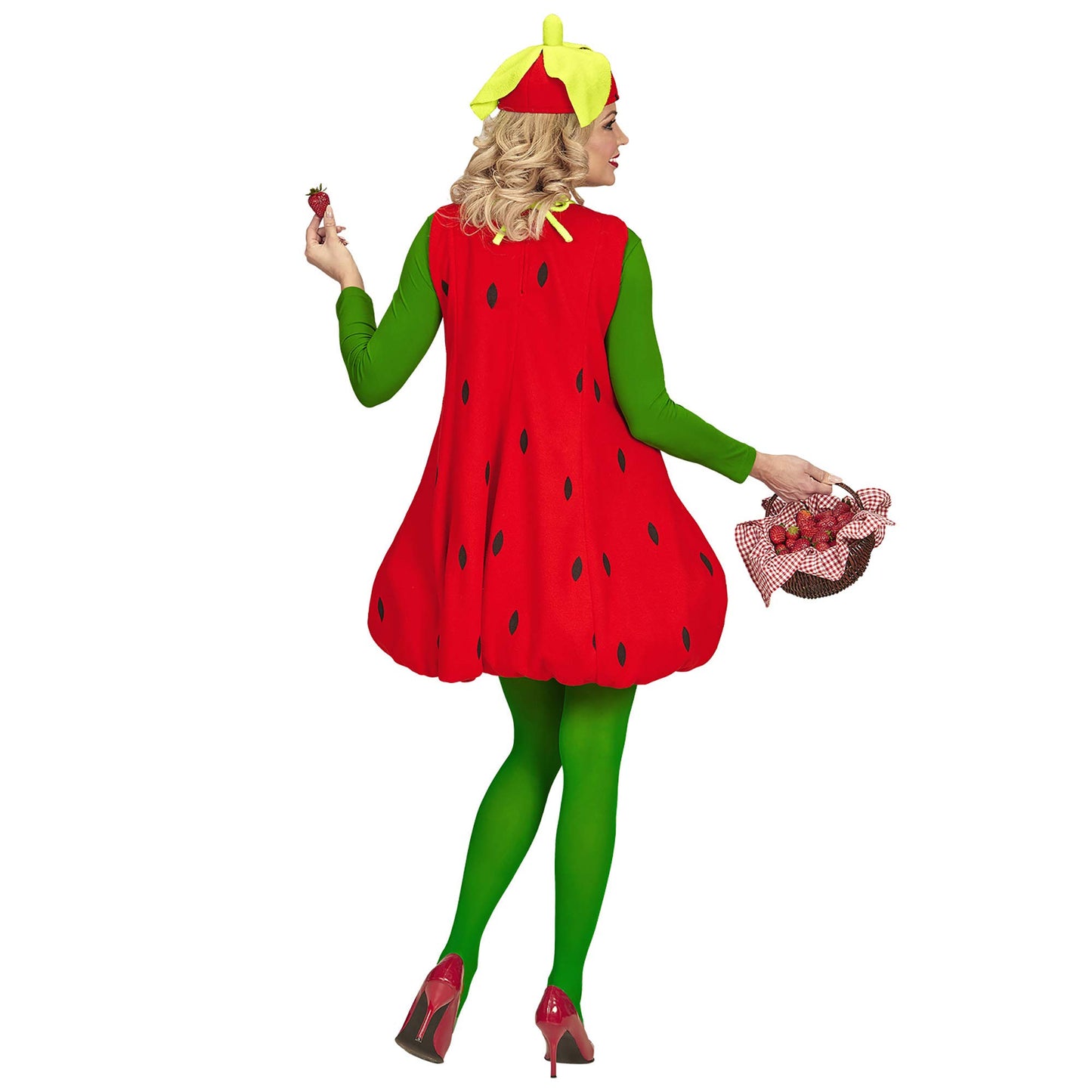 WIDMANN MILANO Costume de petrecere - Costum căpșună, rochie, accesorii pentru cap, costum de partener, fructe, petrecere tematică, carnaval