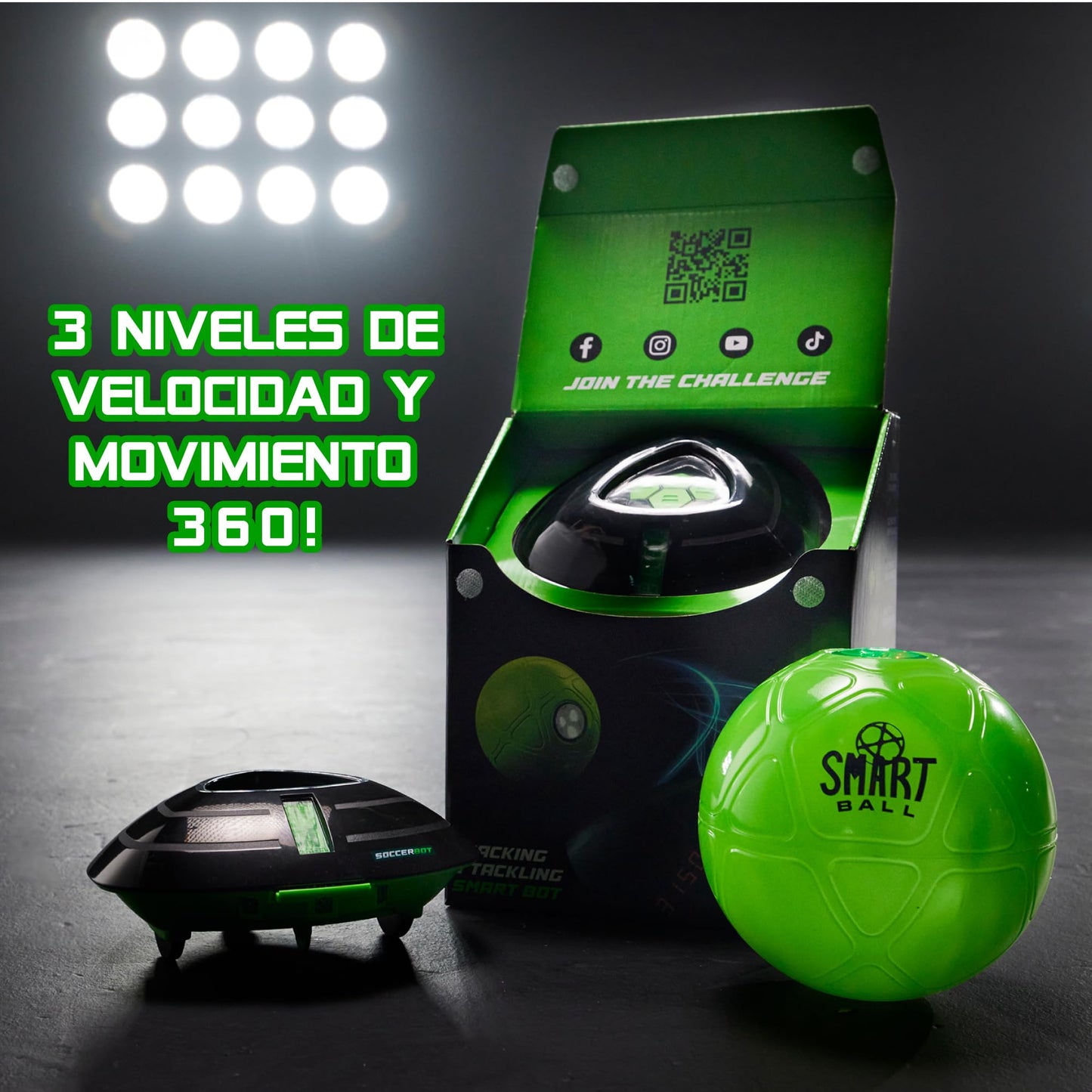 Minge Smart Soccer Bot, robot pentru interior, joc solo sau multiplayer, recomandat de la 3 ani, MR100, negru, M