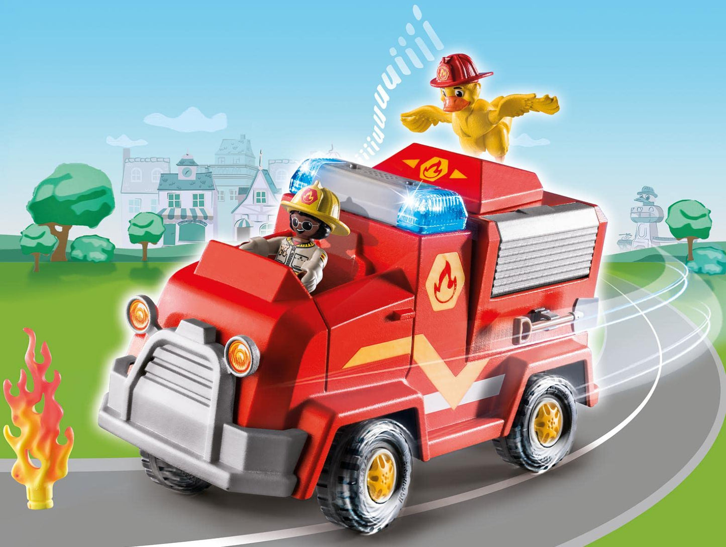 PLAYMOBIL 70914 Rață de Urgență Masina de Pompieri cu Lumină și Sunet