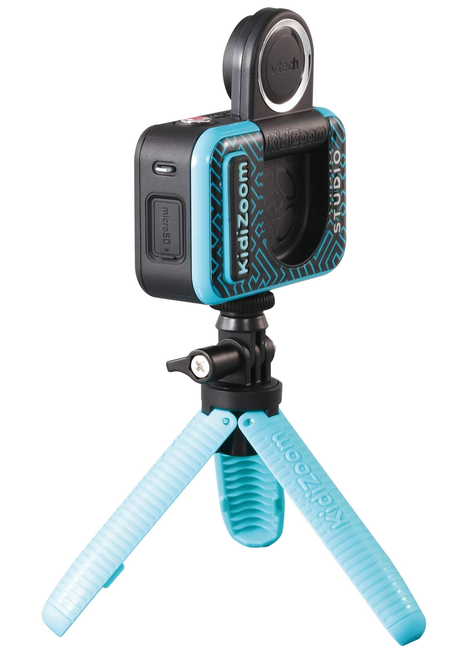 VTech KidiZoom Studio (Albastru) - Cameră video pentru copii cu jocuri distractive, cameră digitală cu efecte speciale, baterie reîncărcabilă, cadou ideal de Crăciun pentru băieți și fete de 5 ani+.