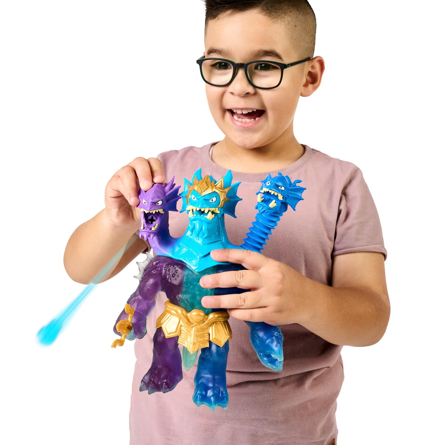 Héroes de Goo JIT Zu - Figurina King Hydra din Deep Goo Sea cu Atac Triplu 3 în 1 al Puterii Goo. De asemenea, emite Sunete de Bătălie și Lumină!