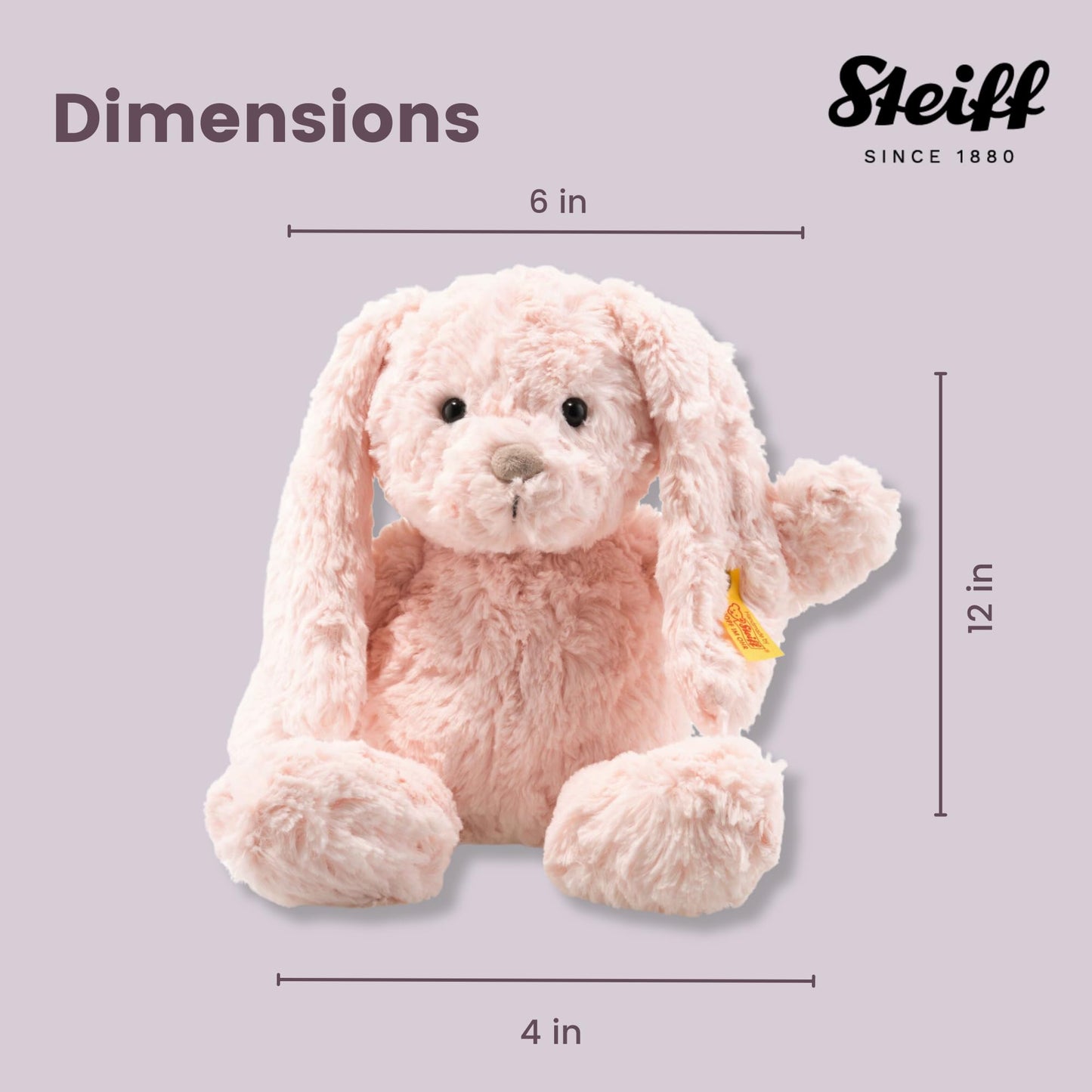 Steiff Tilda Hase - 30 cm - Iepuraș din pluș cu urechi lunguiețe - Jucărie moale pentru copii - Soft Cuddly Friends - Mobil și spălabil - roz (080623)