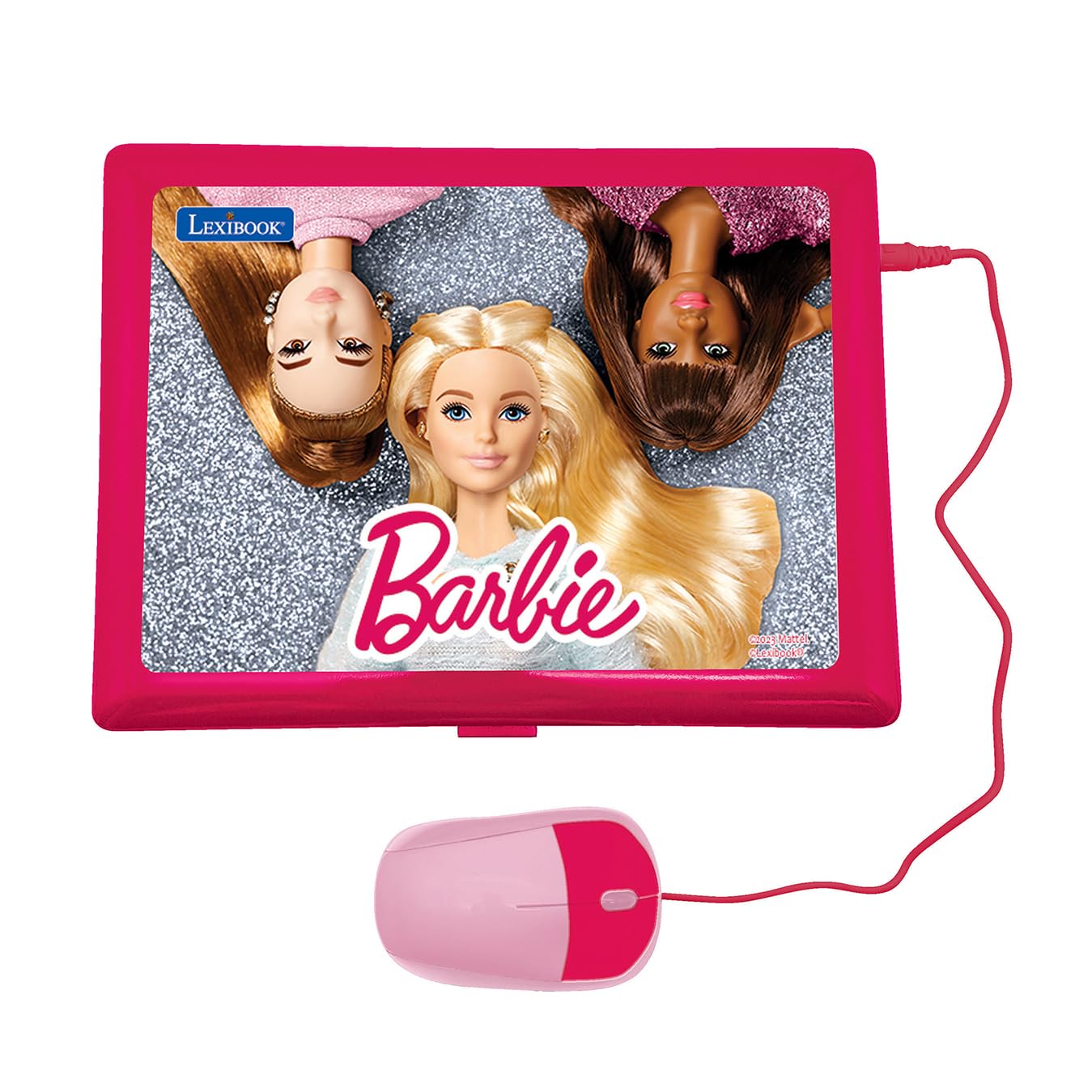 Laptop educativ și bilingv în engleză/ germană Lexibook Barbie, cu 124 de activități pentru învățare, joacă și muzică, roz, JC598BBi3