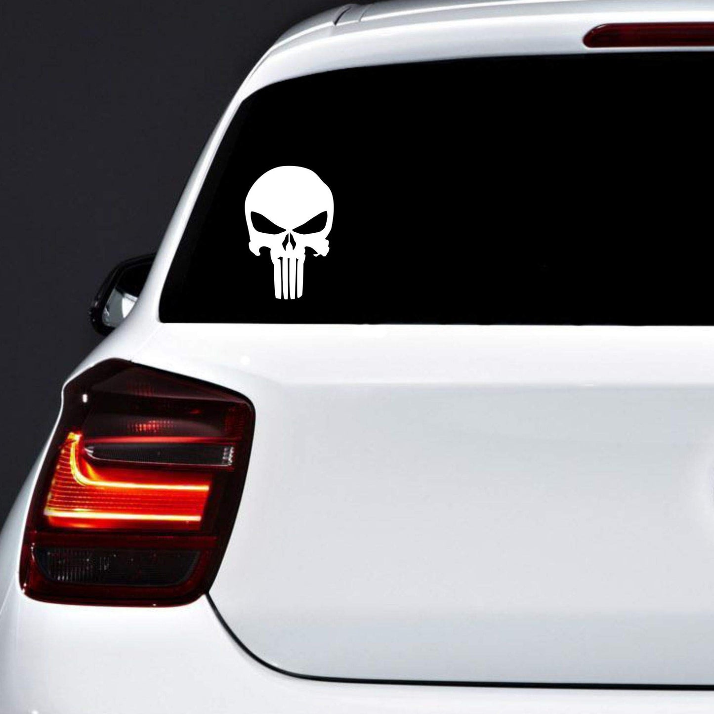 Autodomy Stickere Cranii Pachet de 8 Unități | Vinil Auto Adesiv | Stickere Exterioare Auto | Vinil Craniu Topit | Adesive pentru Moto și Cască (Alb)
