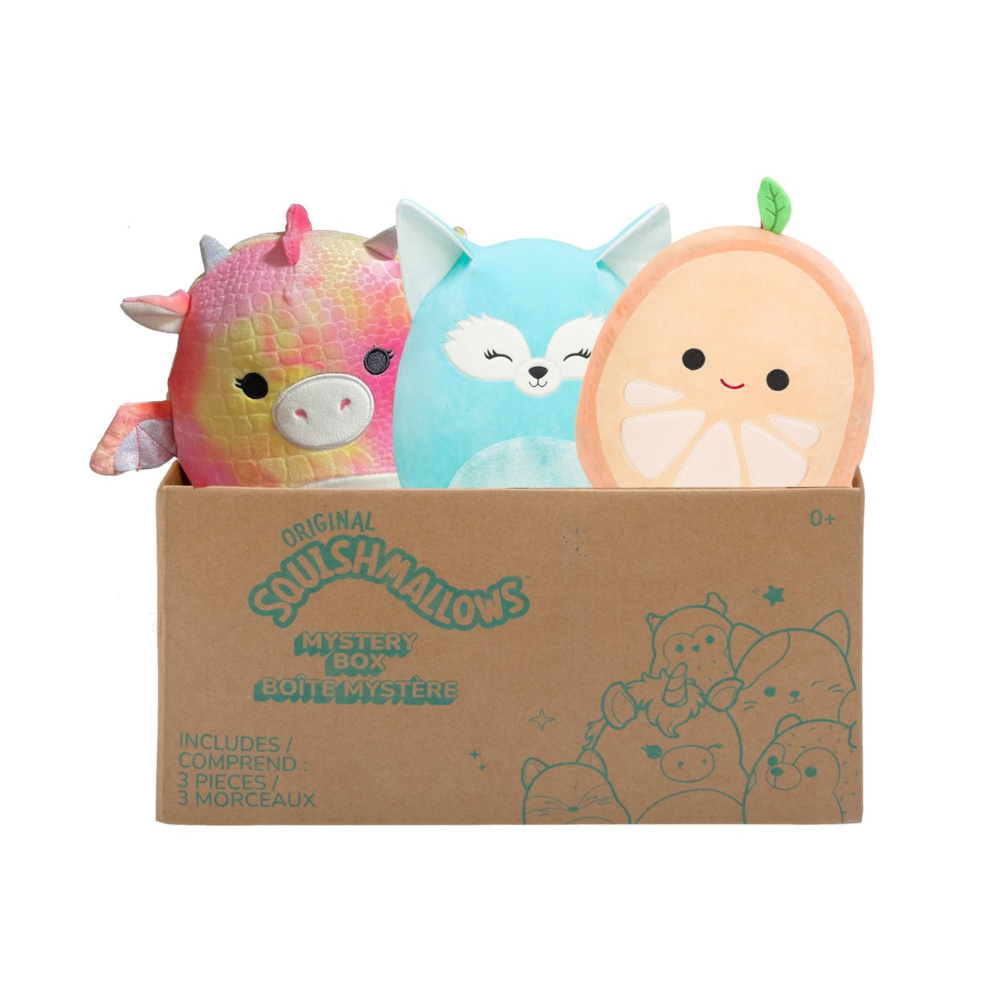 Squishmallows SQCR04665 - Cutie Misterioasă, conține 3x Squishmallows surpriză de 20cm, oficial Jazwares Pluș