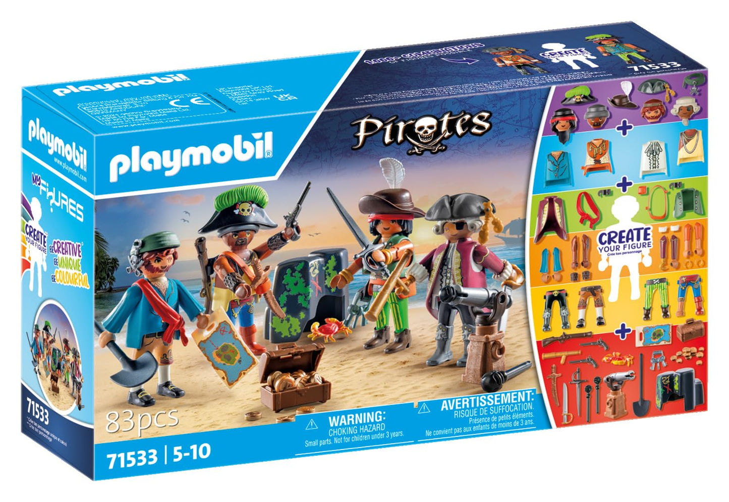 PLAYMOBIL | Pirați | MyFigures | Crearea propriilor figuri de pirați | Jucărie pentru copii de la 5 ani | 71533