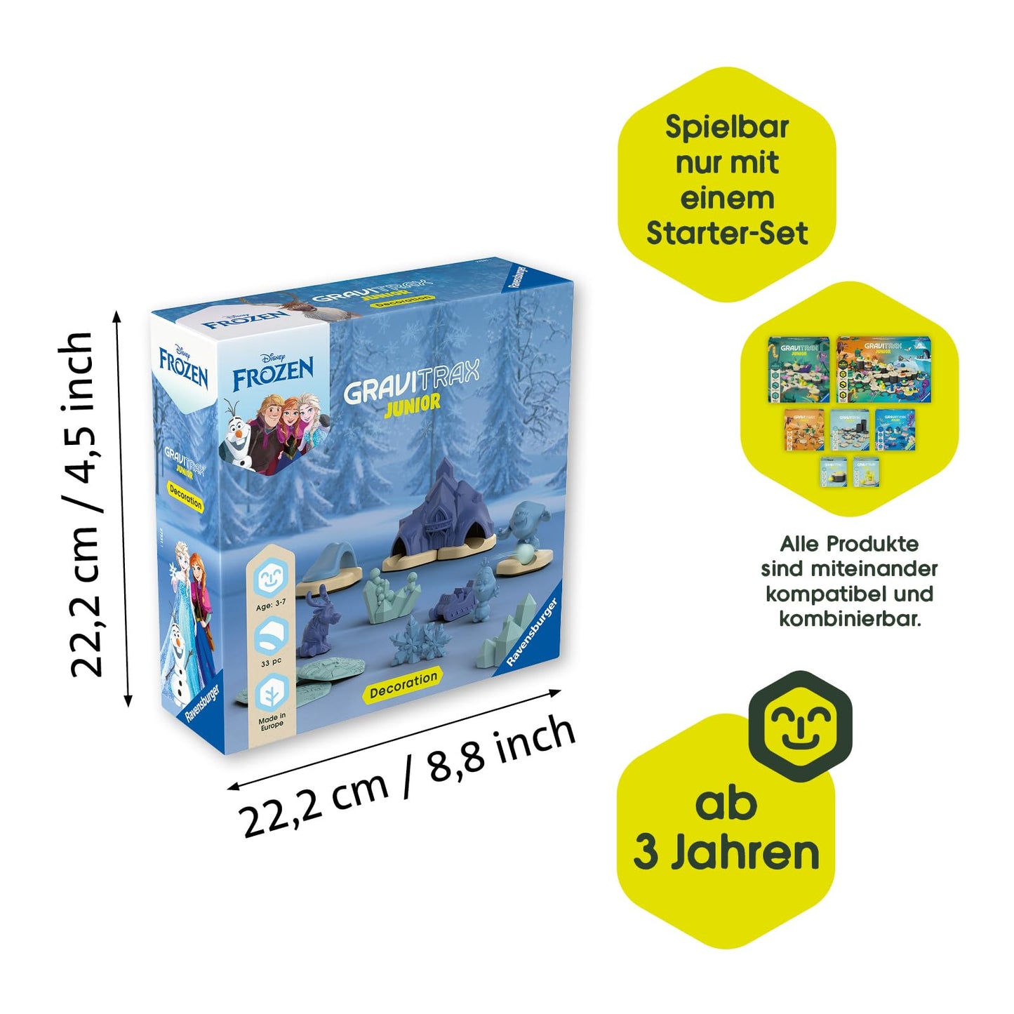 Ravensburger 23861 - GraviTrax Junior Extensie Disney Frozen, Pista cu bile pentru copii de la 3 ani, cu figurine din lumea Eiskönigin, Jucărie pentru 3 ani+